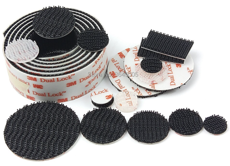 Custom converted 3M Dual Lock circles, strips and rolls