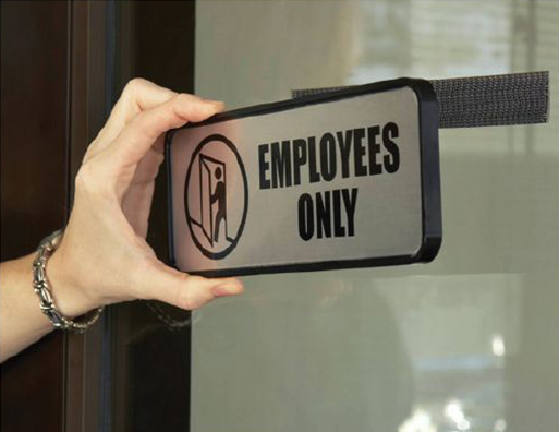 Dual Lock securing signage to glass