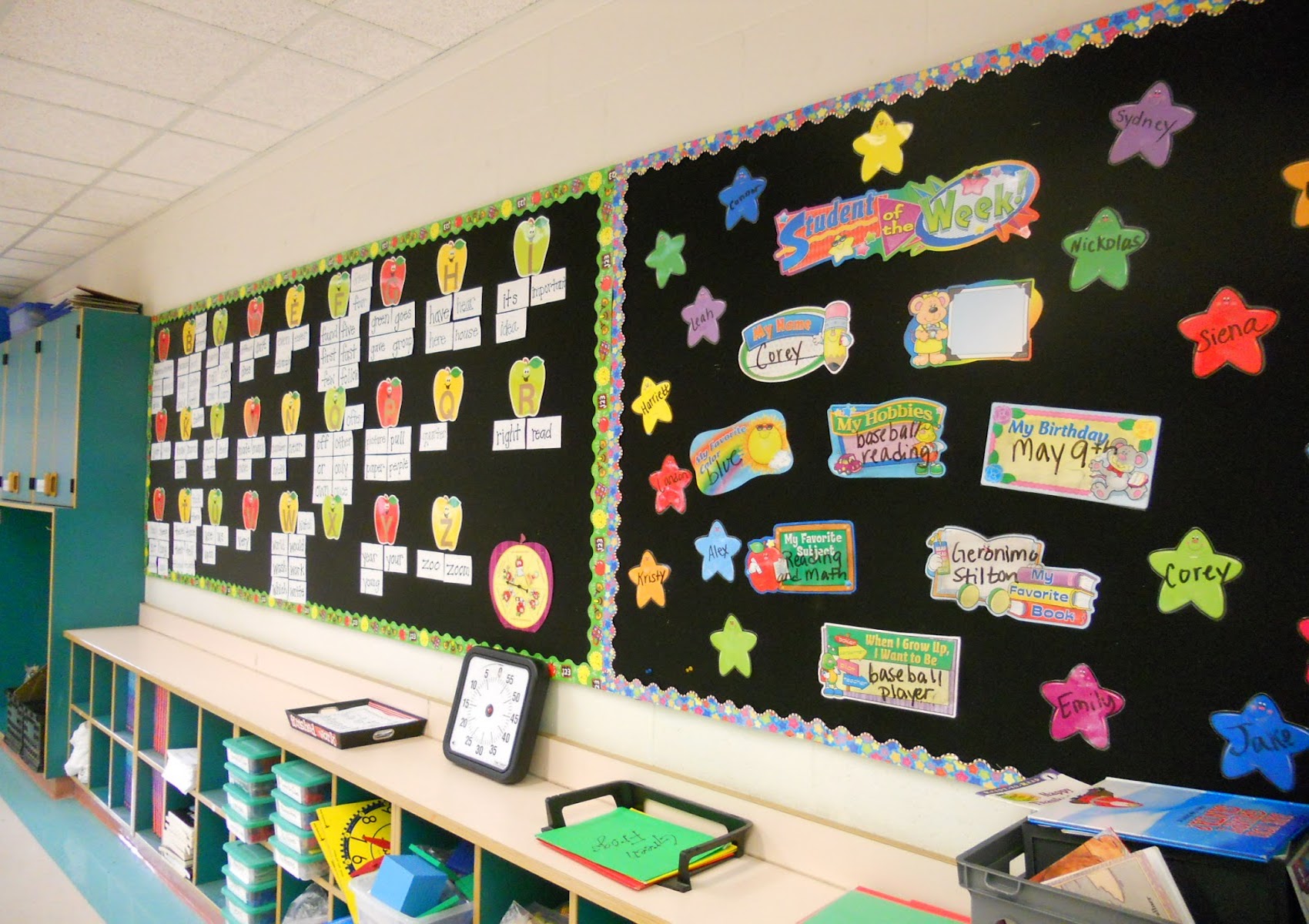 Classroom display panel using Tempo hook and loop fabric