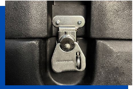 Fully recessed latches on a Lockfast transport case